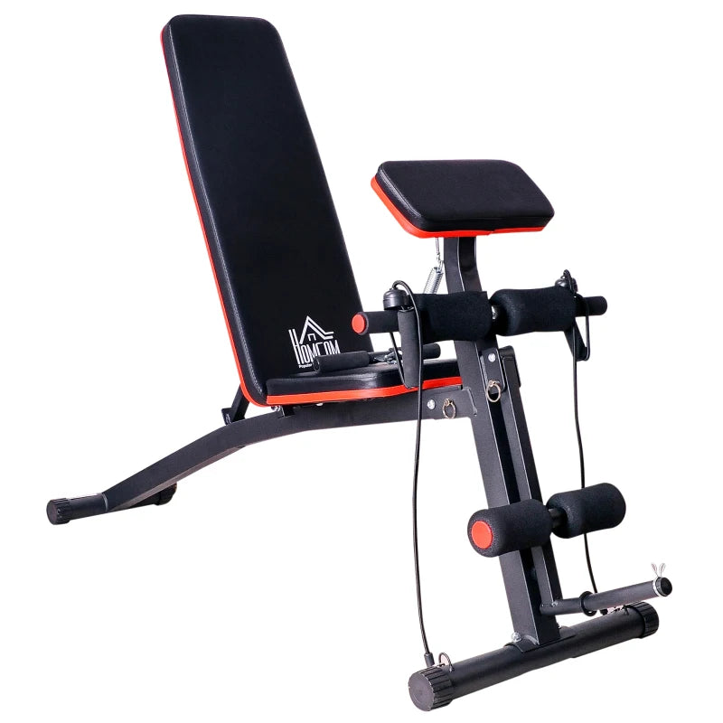 HOMCOM Foldable Exercise Bench 6 Levels Adjustment - Black/Red