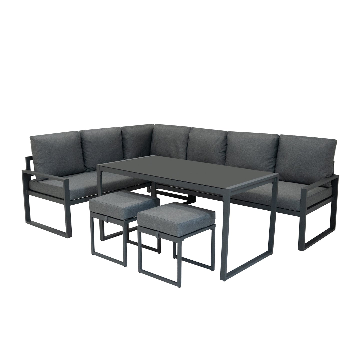 Ensemble de Salon de Jardin 5 Pièces en Aluminium – Gris Anthracite