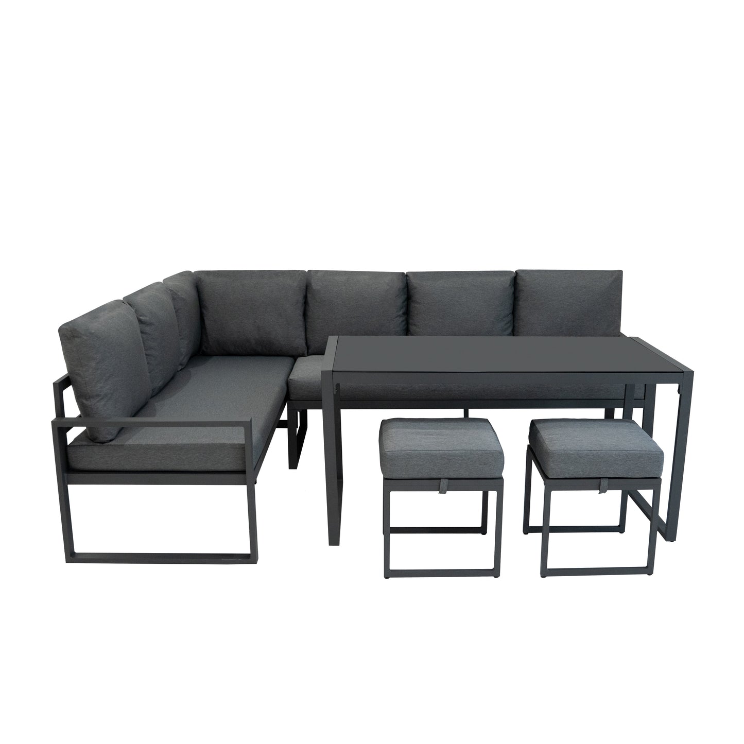 Ensemble de Salon de Jardin 5 Pièces en Aluminium – Gris Anthracite