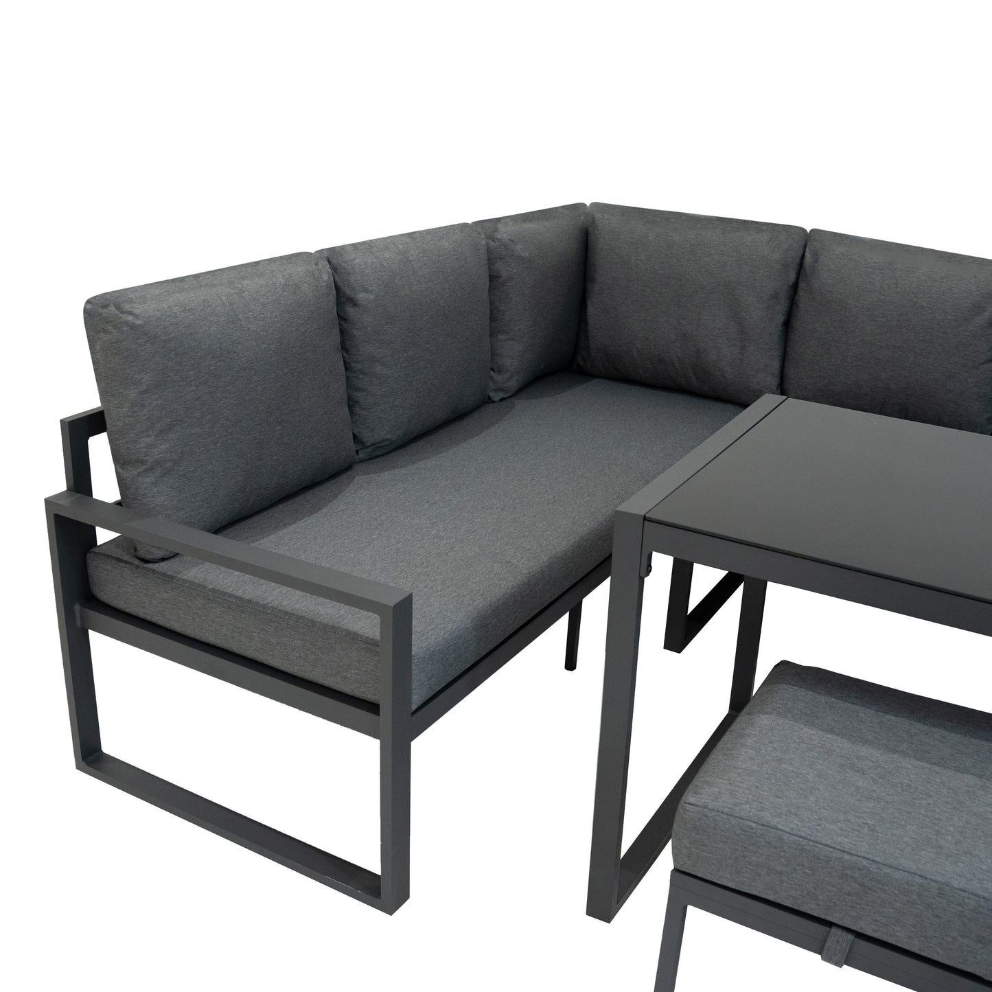 Ensemble de Salon de Jardin 5 Pièces en Aluminium – Gris Anthracite