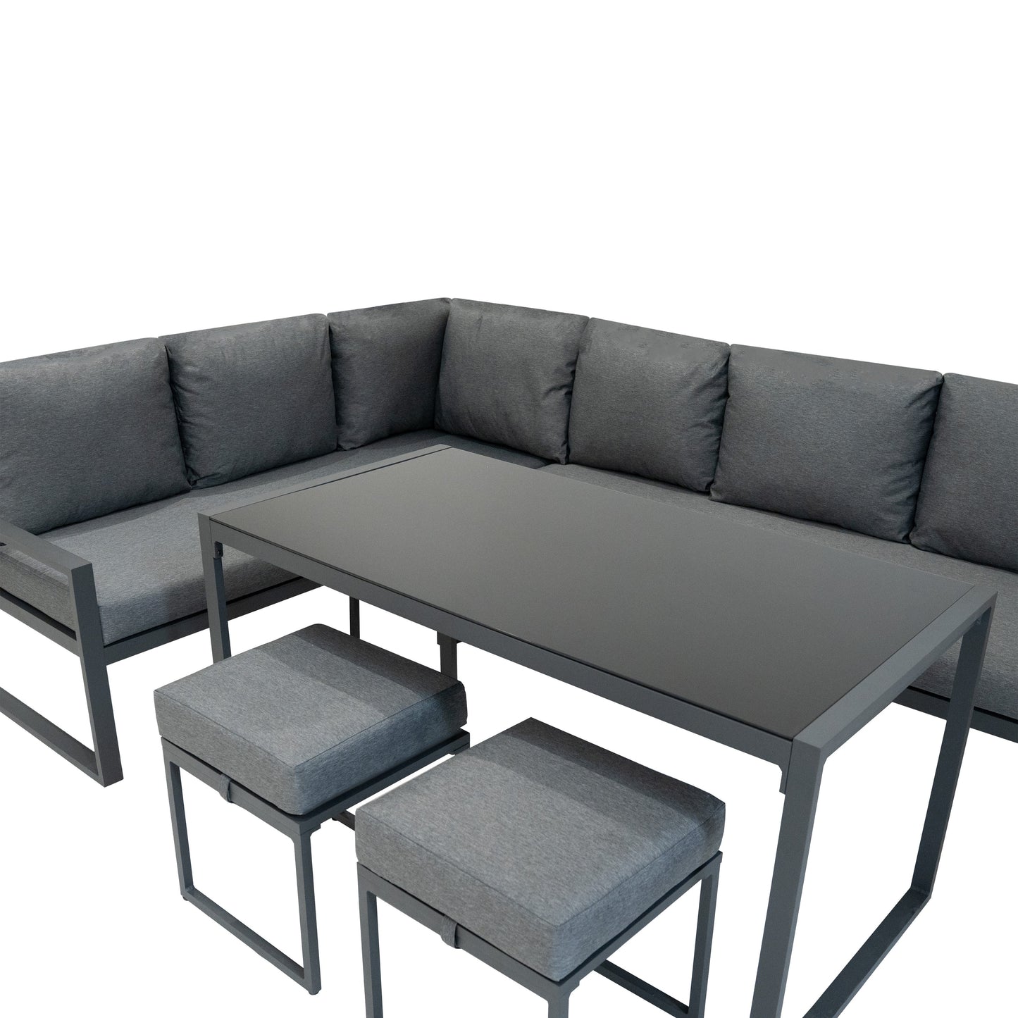 Ensemble de Salon de Jardin 5 Pièces en Aluminium – Gris Anthracite