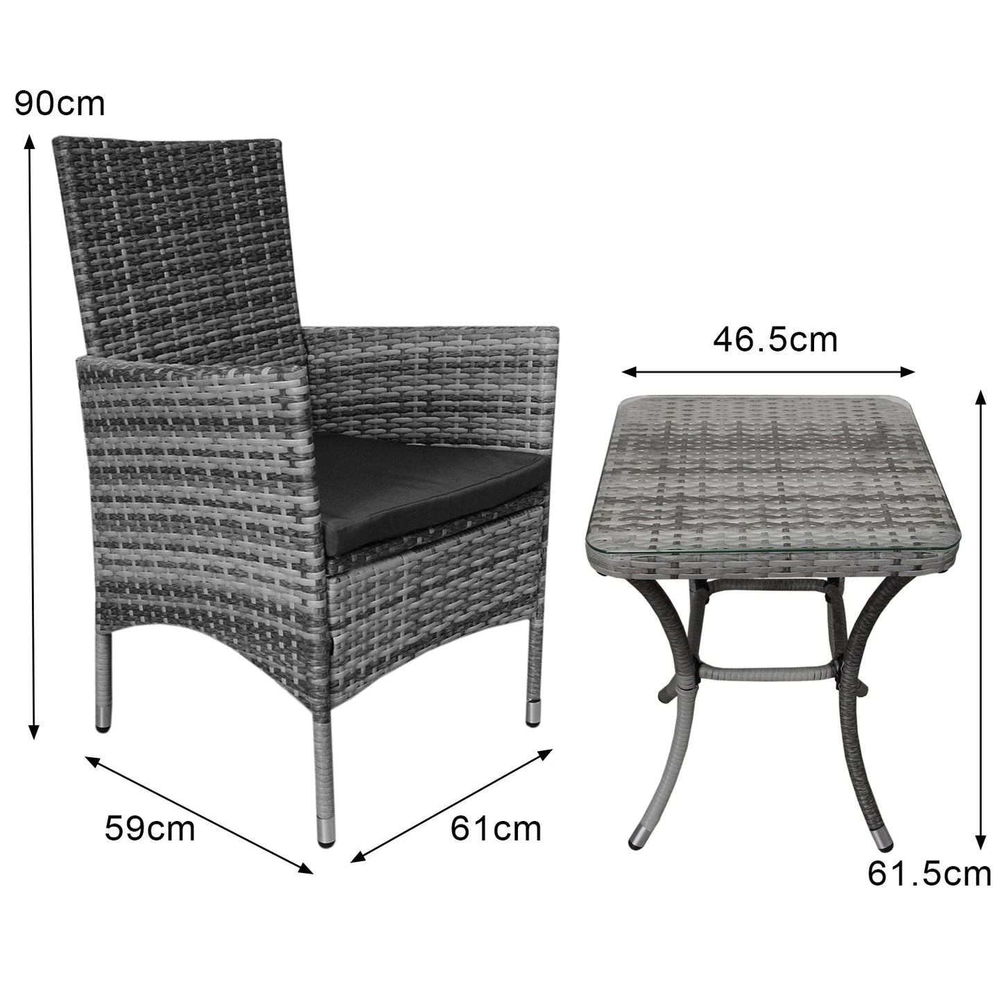 Jardí Rattan Bistro Set Grey
