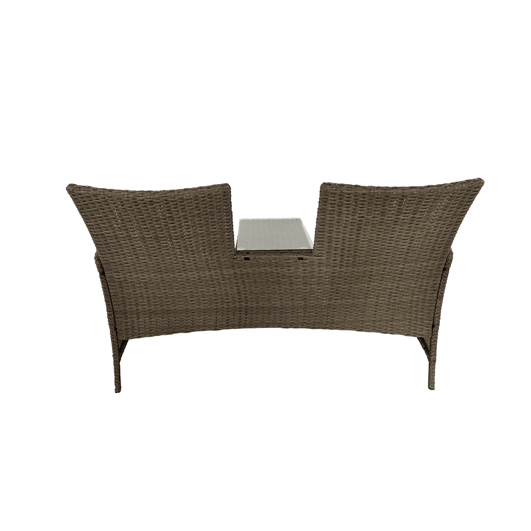 Rattan Love Seat Bench with Cushions