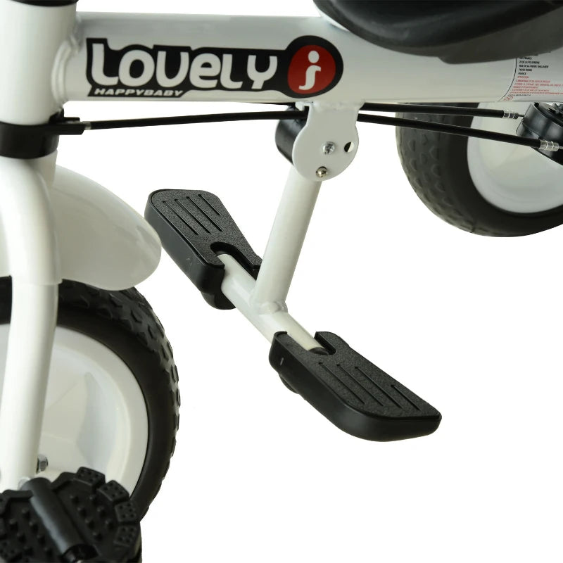 HOMCOM 4 in 1 Tricycle for Kids Toddler Trike with Parent Handle Adjustable Handle Canopy