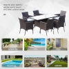 Outsunny 7 Pcs Rattan Dining Set-Brown
