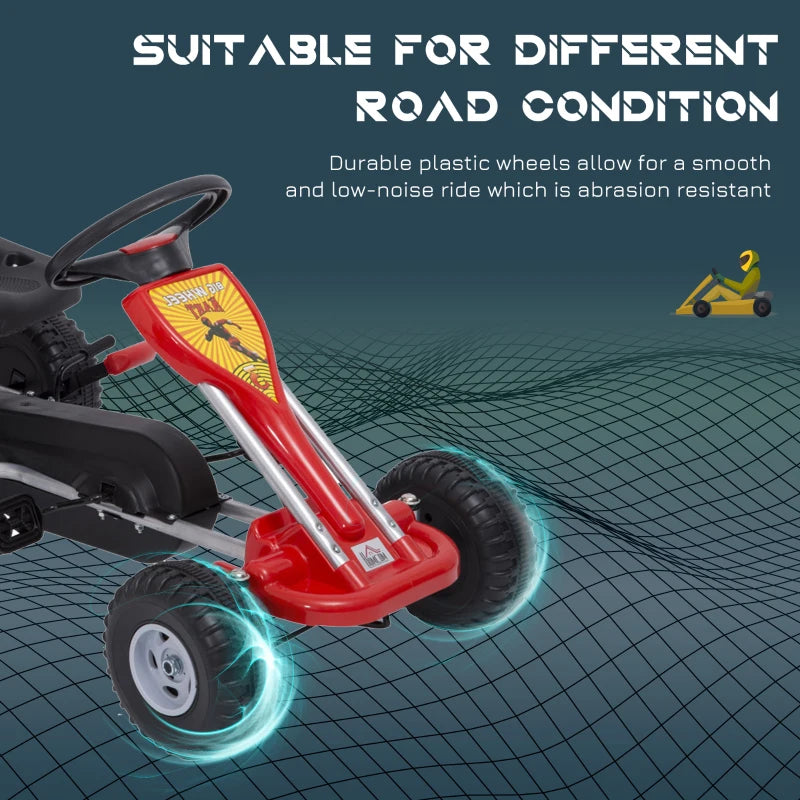 HOMCOM Kids Children Pedal Go Kart Manual Ride On Car Outdoor Vehicle for 3-4 Years Old
