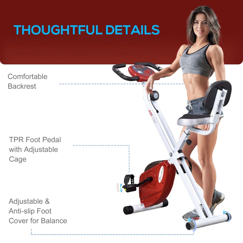HOMCOM Steel Manual Resistance Exercise Bike w/ LCD Monitor Red