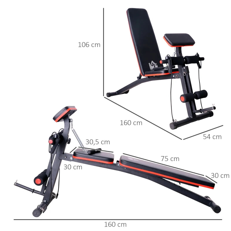 HOMCOM Foldable Exercise Bench 6 Levels Adjustment - Black/Red