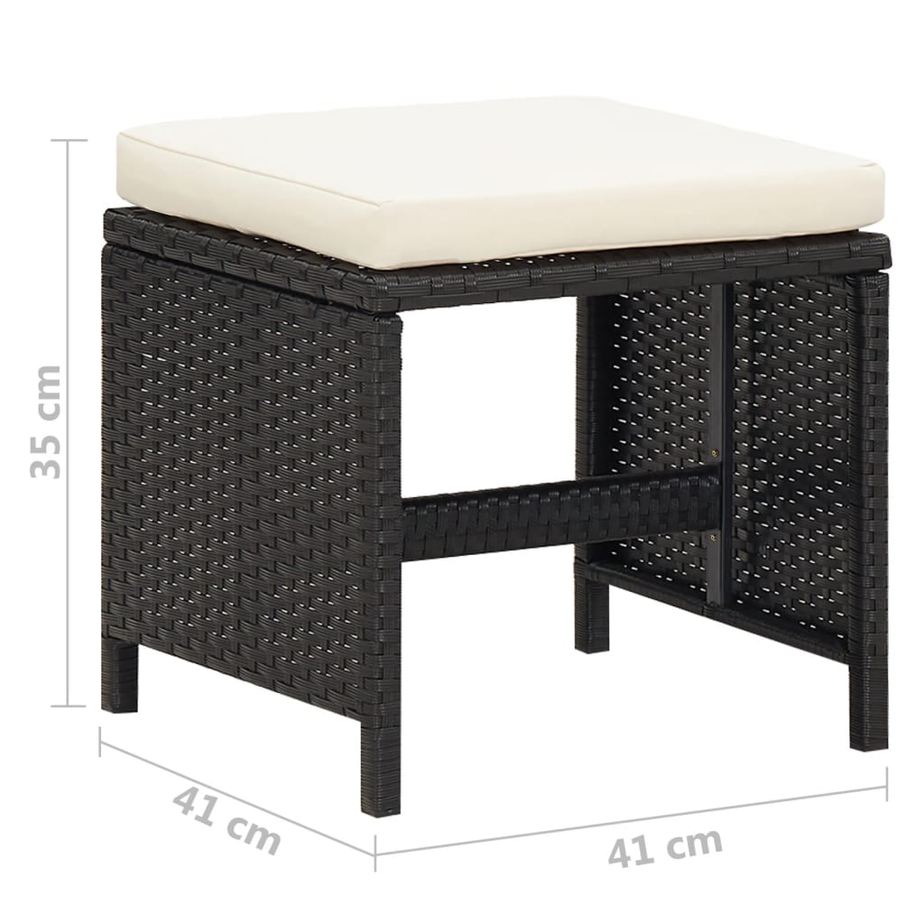 5 Piece Outdoor Dining Set With Cushions Poly Rattan