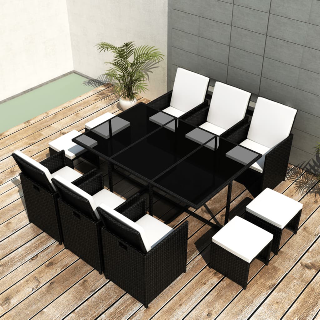 5 Piece Outdoor Dining Set With Cushions Poly Rattan