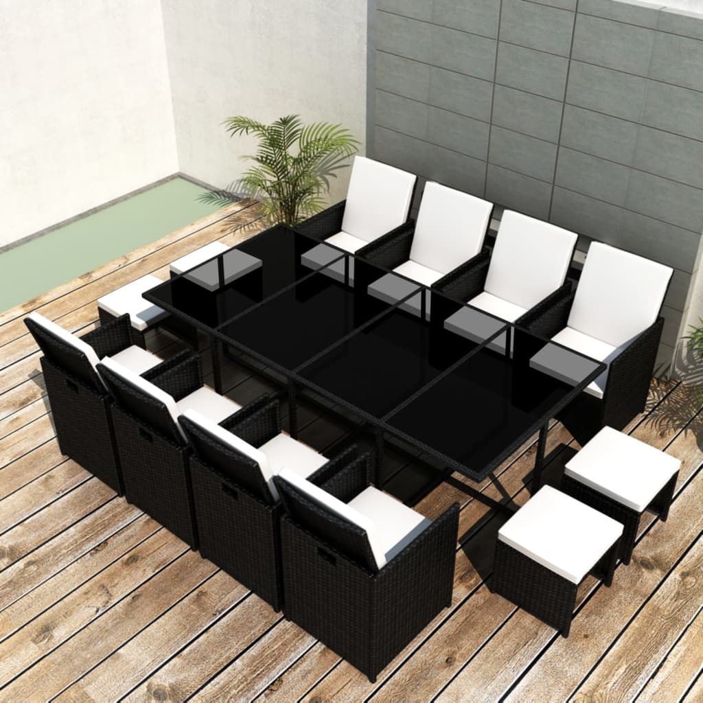 5 Piece Outdoor Dining Set With Cushions Poly Rattan