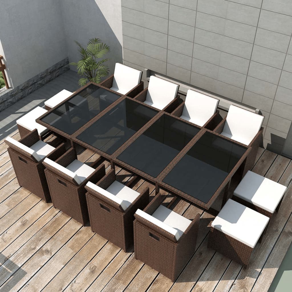 5 Piece Outdoor Dining Set With Cushions Poly Rattan