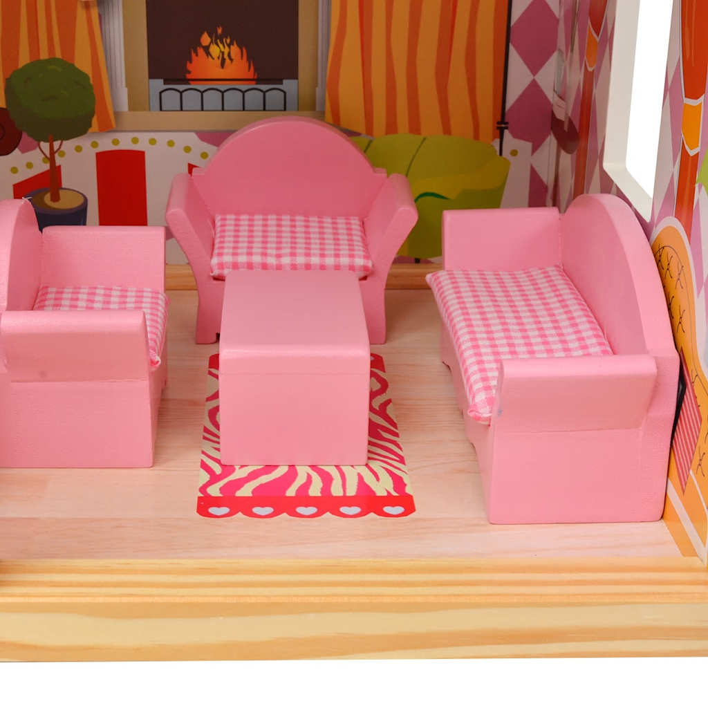 3-Storey Dollhouse Wood 60X30X90 Cm