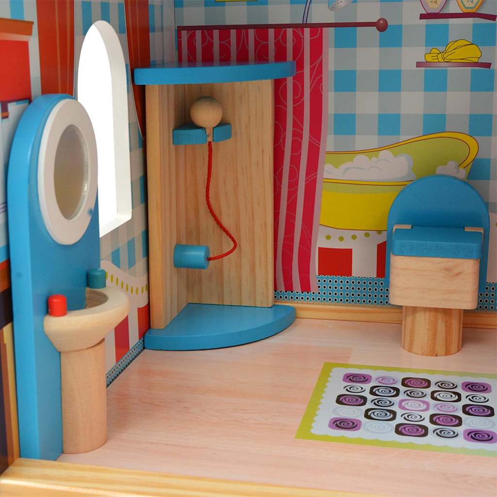 3-Storey Dollhouse Wood 60X30X90 Cm