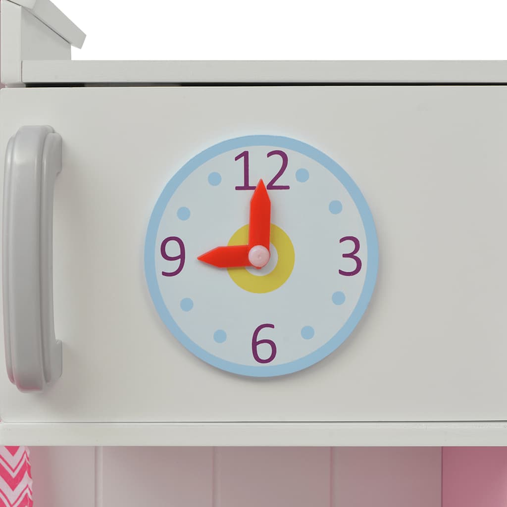 Toy Kitchen Wood 82X30X100 Cm Pink And White