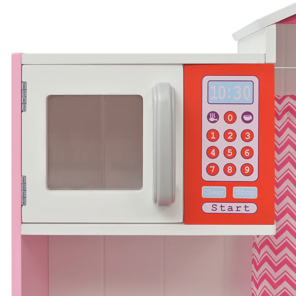 Toy Kitchen Wood 82X30X100 Cm Pink And White