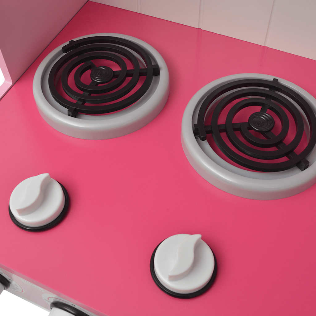 Toy Kitchen Wood 82X30X100 Cm Pink And White