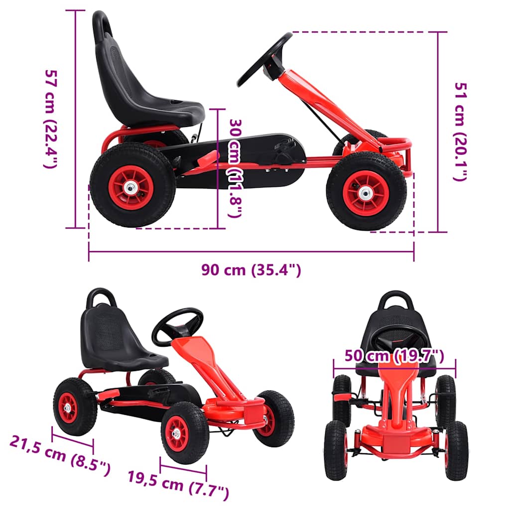 Pedal Go-Kart With Pneumatic Tyres Red