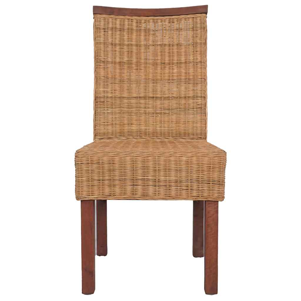 Dining Chairs 2 Pcs Brown Natural Rattan