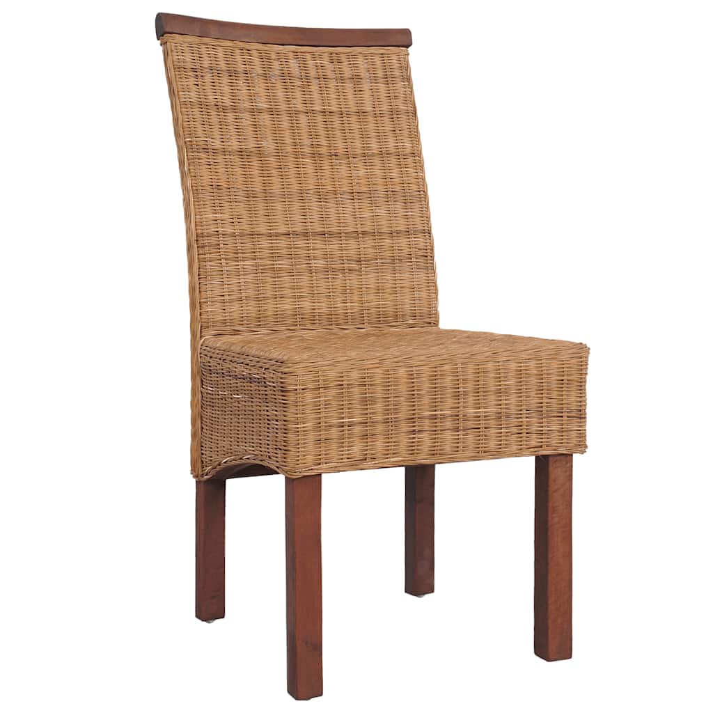 Dining Chairs 2 Pcs Brown Natural Rattan