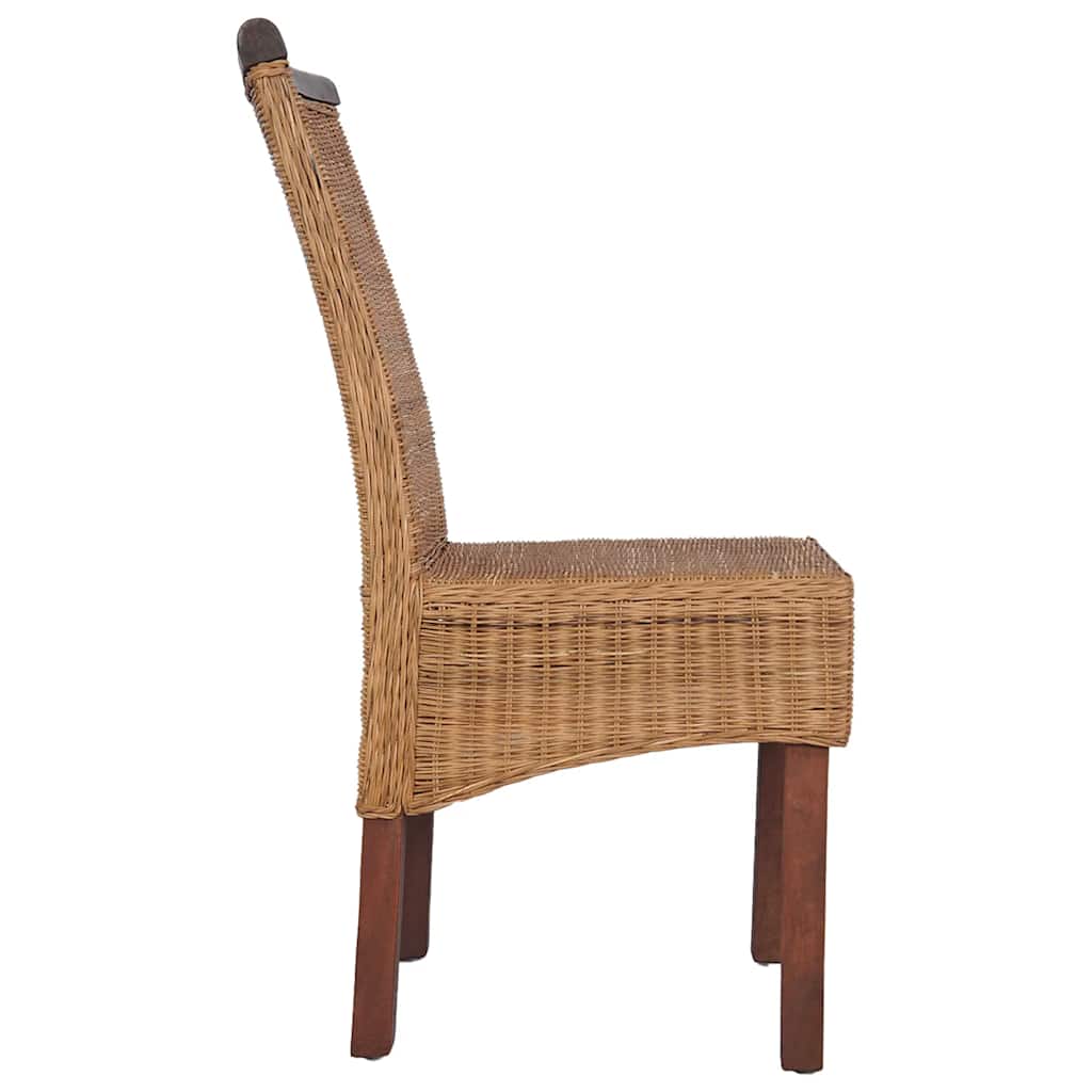 Dining Chairs 2 Pcs Brown Natural Rattan