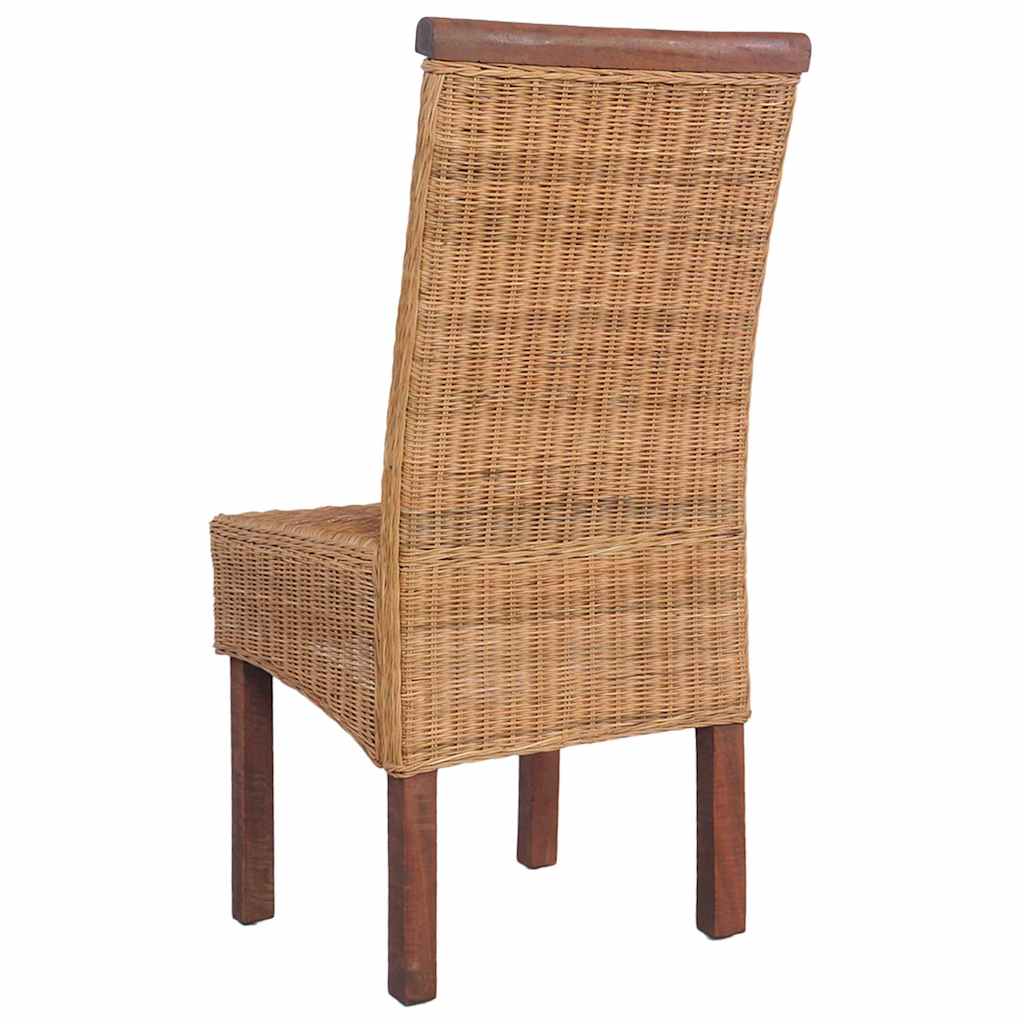 Dining Chairs 2 Pcs Brown Natural Rattan