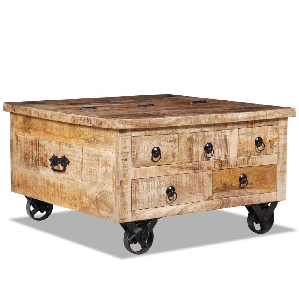 Coffee Table Rough Mango Wood 70X70X40 Cm