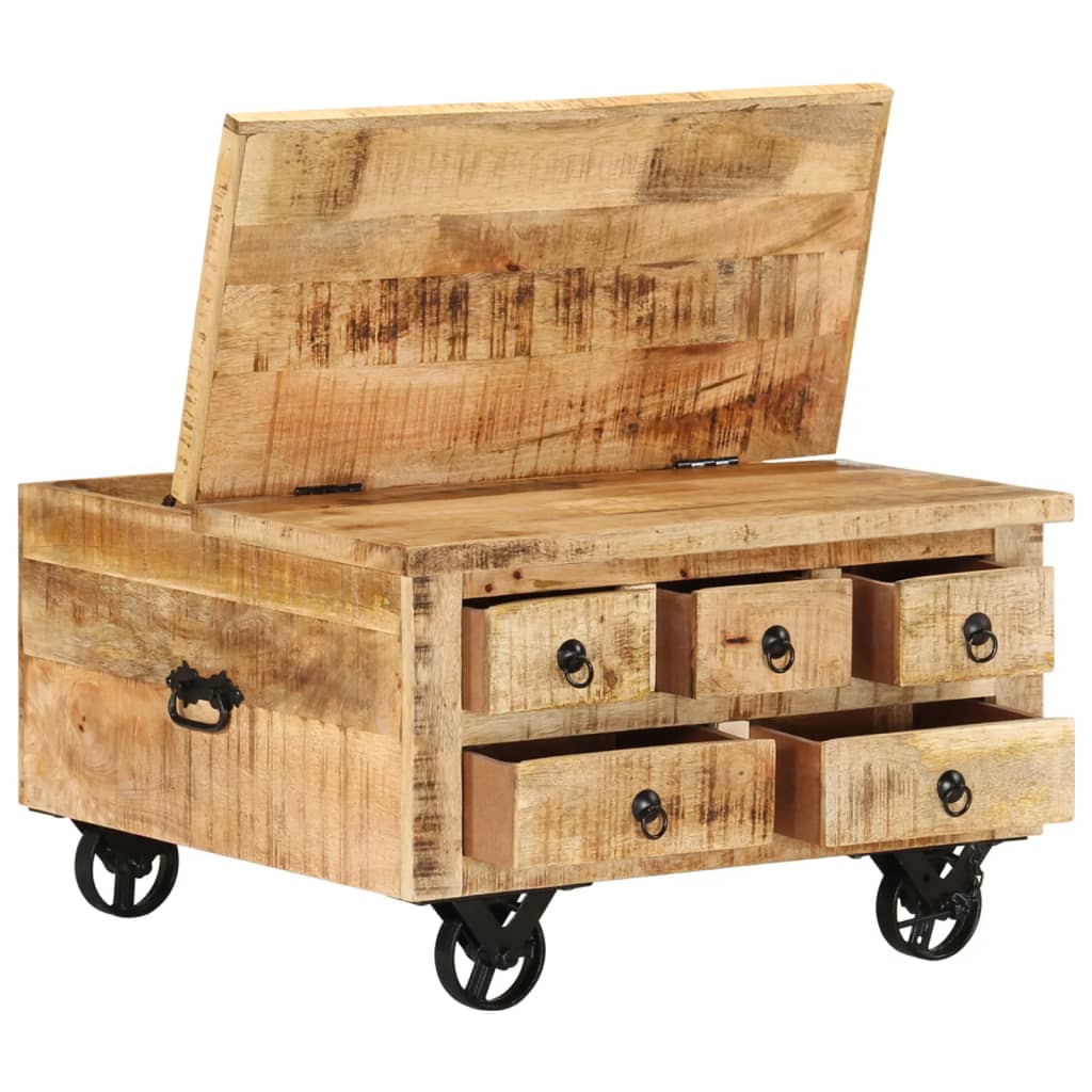 Coffee Table Rough Mango Wood 70X70X40 Cm
