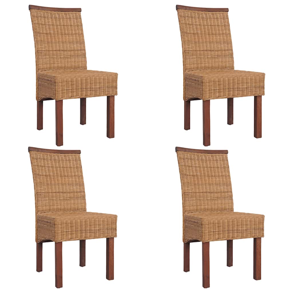 Dining Chairs 2 Pcs Brown Natural Rattan