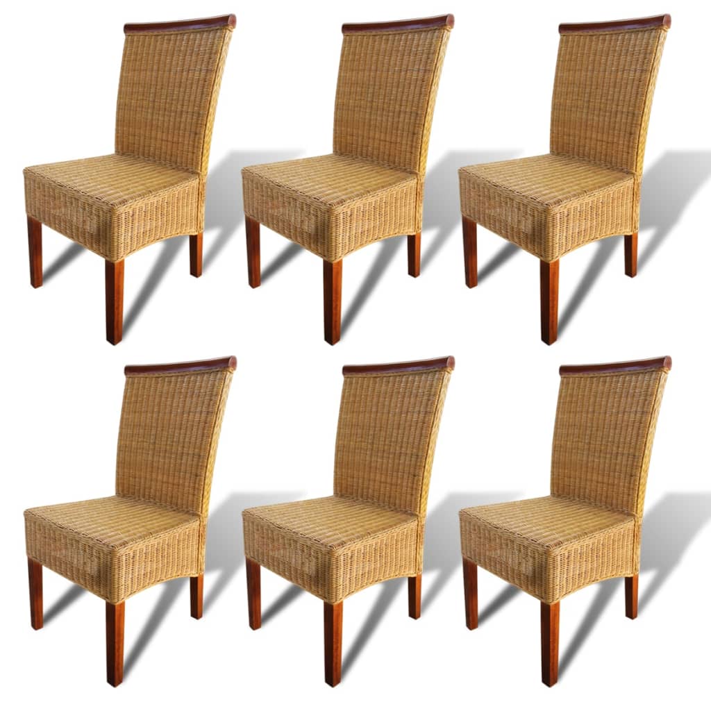 Dining Chairs 2 Pcs Brown Natural Rattan