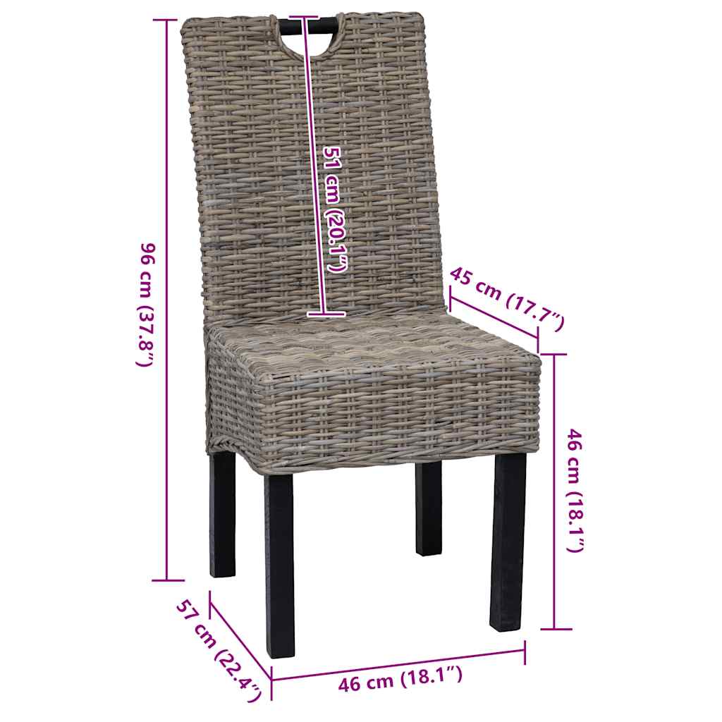 Dining Chair 4 Pcs Kubu Rattan Mango Wood