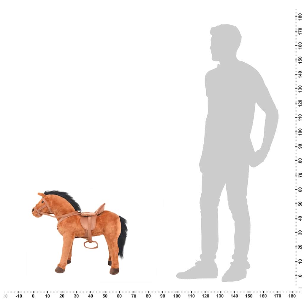 Standing Toy Horse Plush Brown