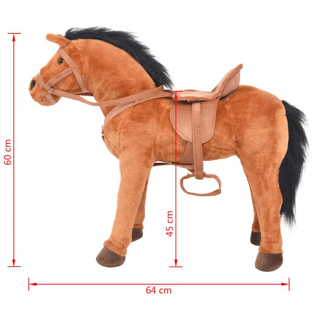 Standing Toy Horse Plush Brown