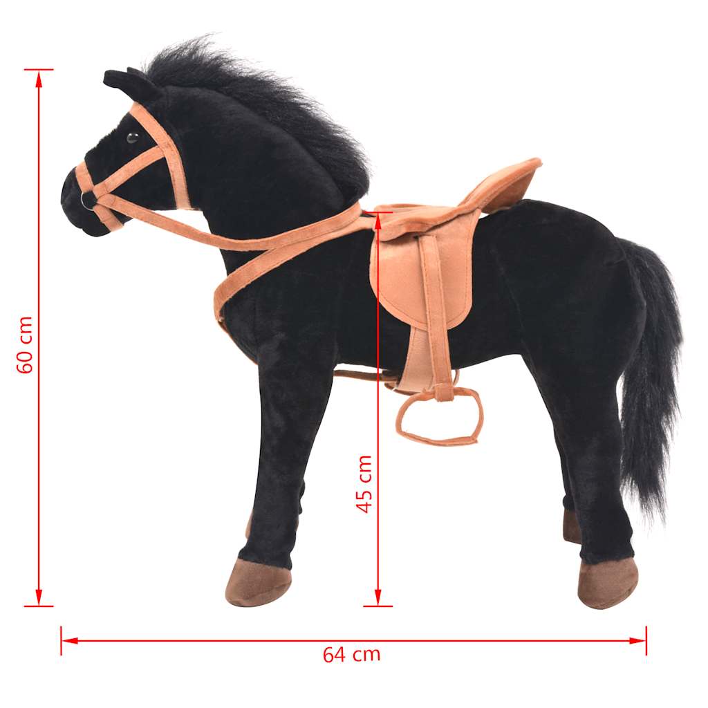 Standing Toy Horse Plush Black