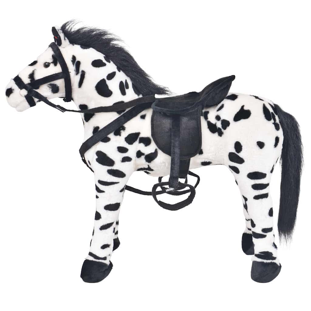 Standing Plush Toy Horse Black And White Xxl