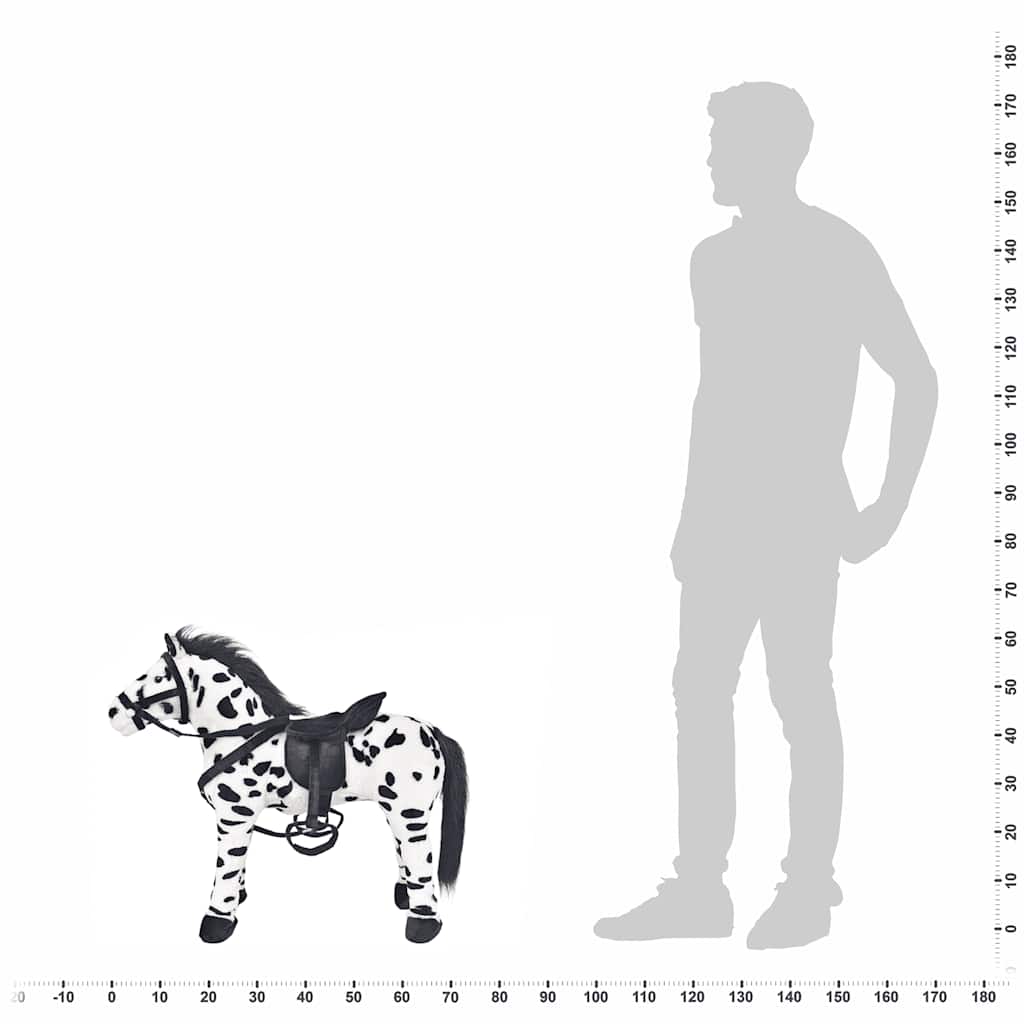 Standing Plush Toy Horse Black And White Xxl