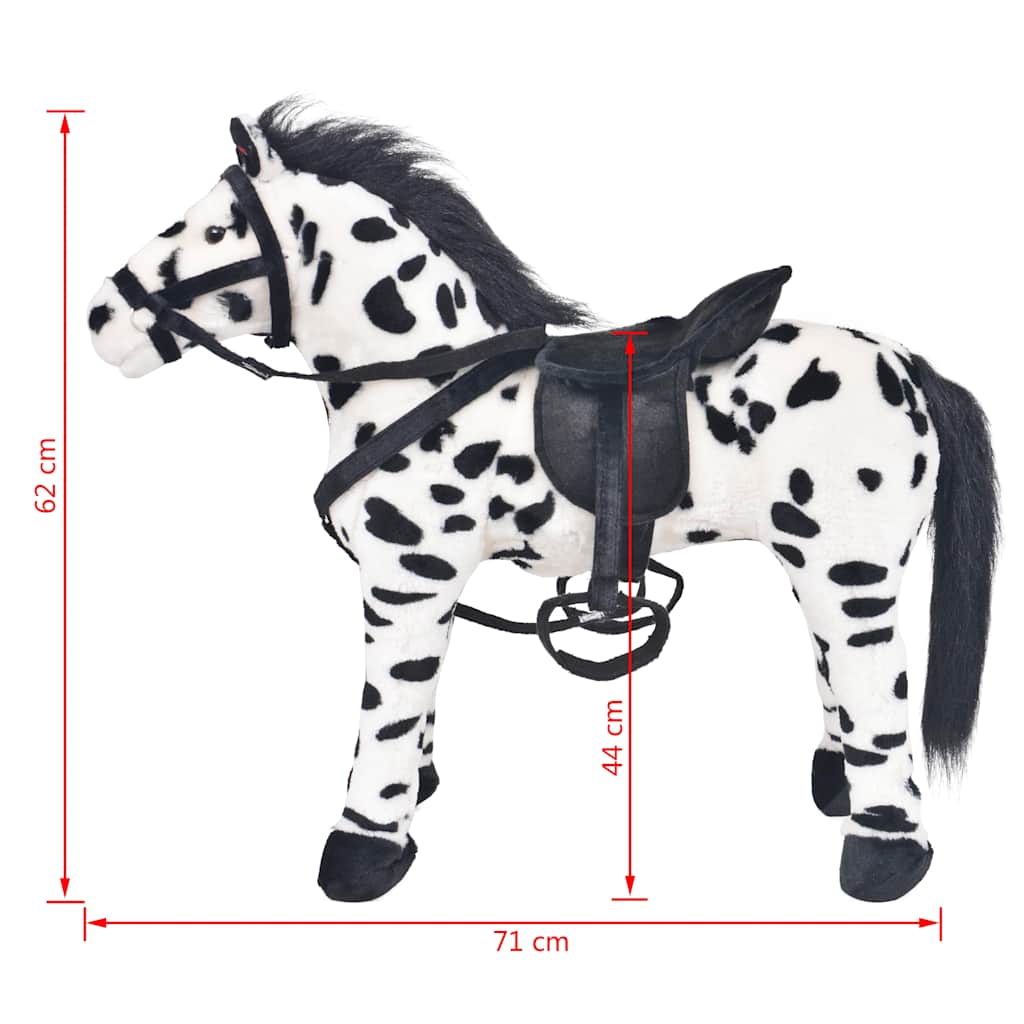 Standing Plush Toy Horse Black And White Xxl