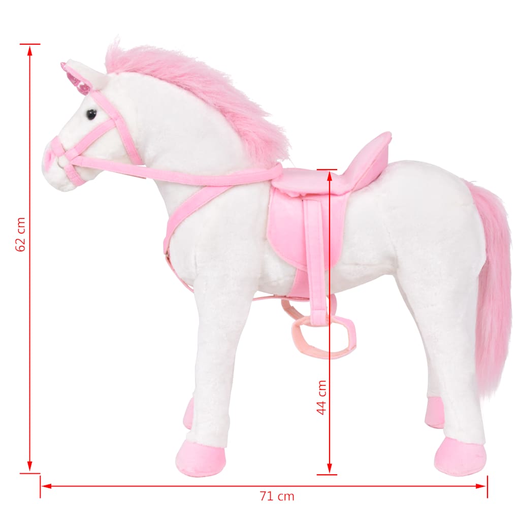 Standing Plush Toy Unicorn White And Pink Xxl