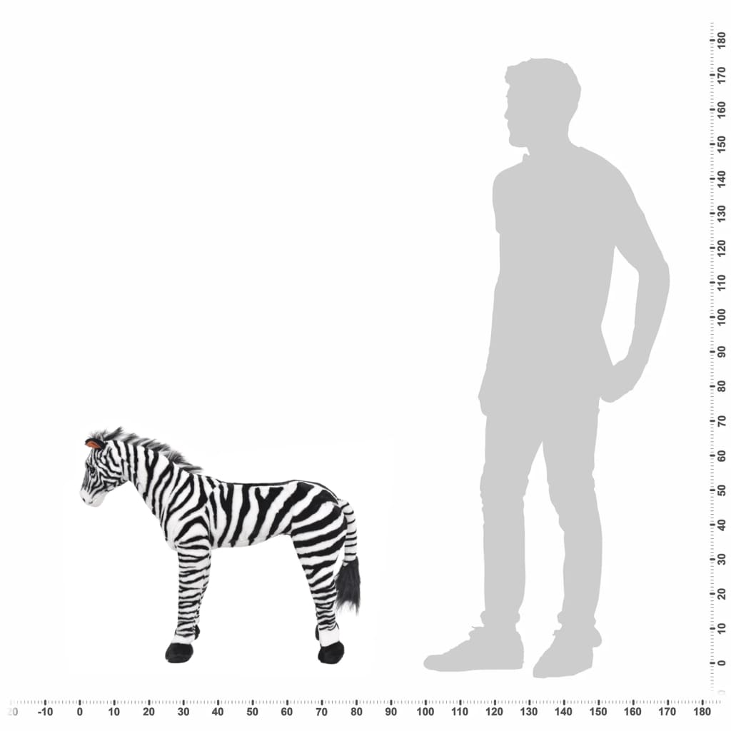 Standing Plush Toy Zebra Black And White Xxl