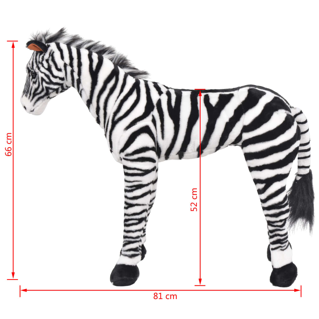 Standing Plush Toy Zebra Black And White Xxl