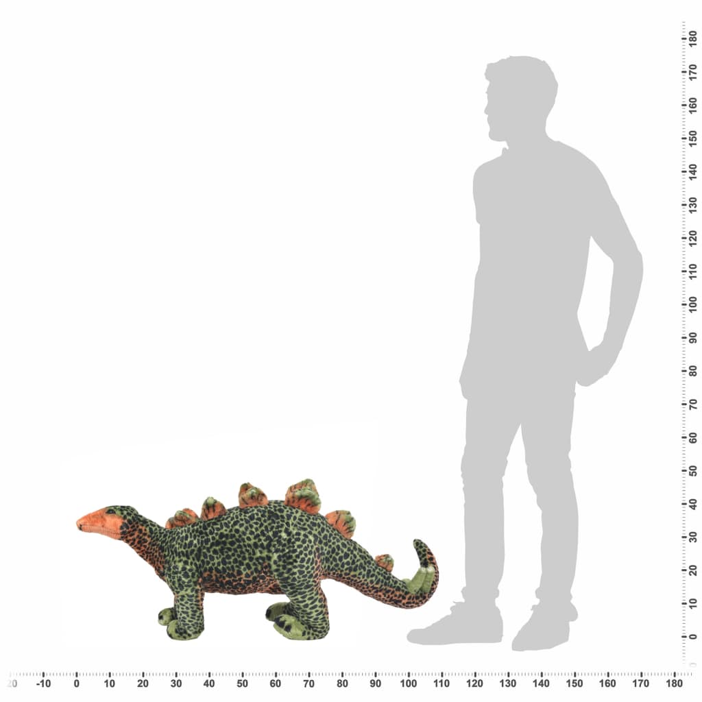 Standing Plush Toy Stegosaurus Dinosaur Green And Orange Xxl