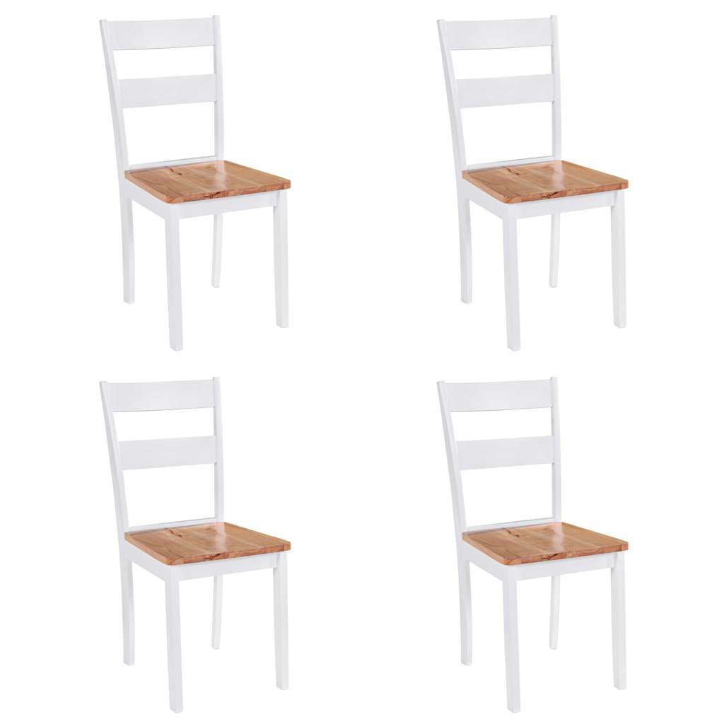 Dining Chairs 4 Pcs White Solid Rubber Wood
