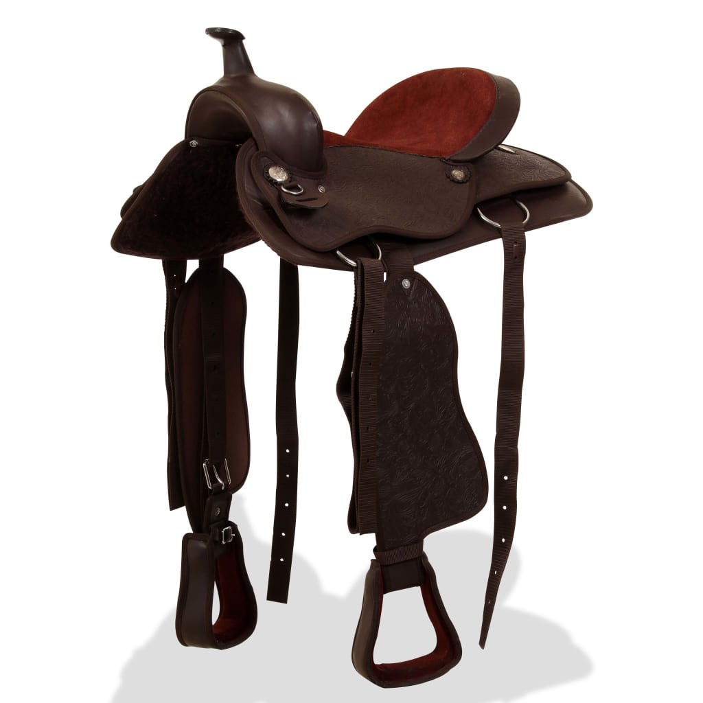 Western Saddle. Headstall&Breast Collar Real Leather 16"
