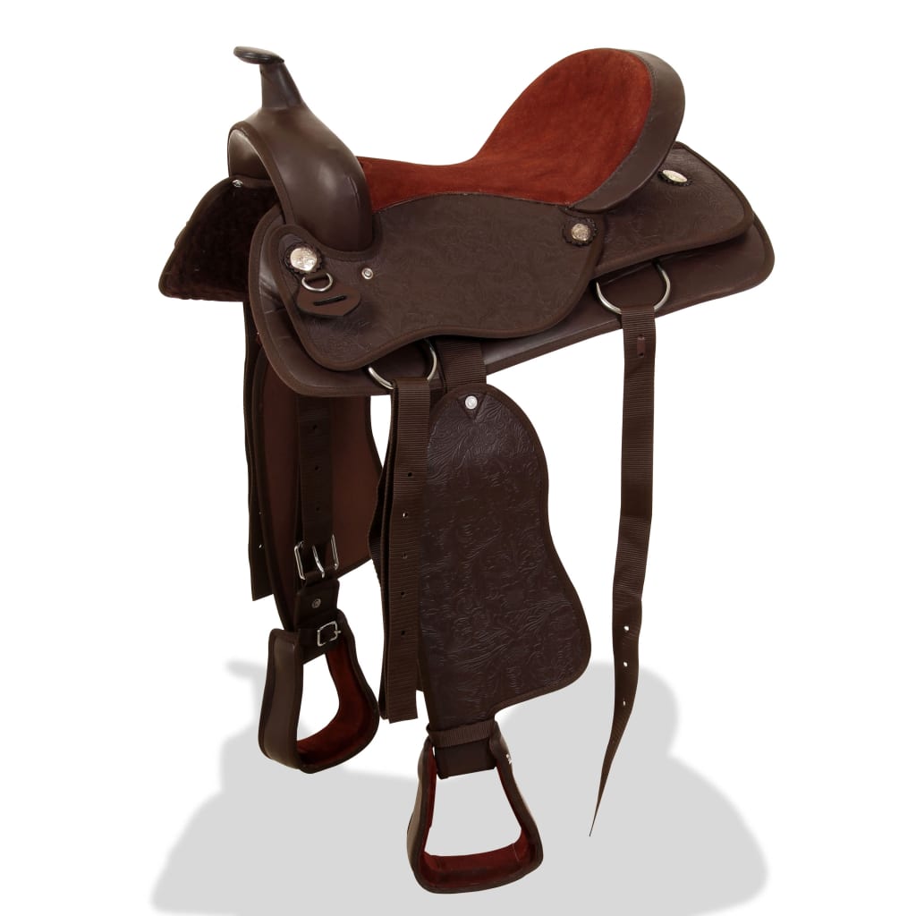 Western Saddle. Headstall&Breast Collar Real Leather 16"
