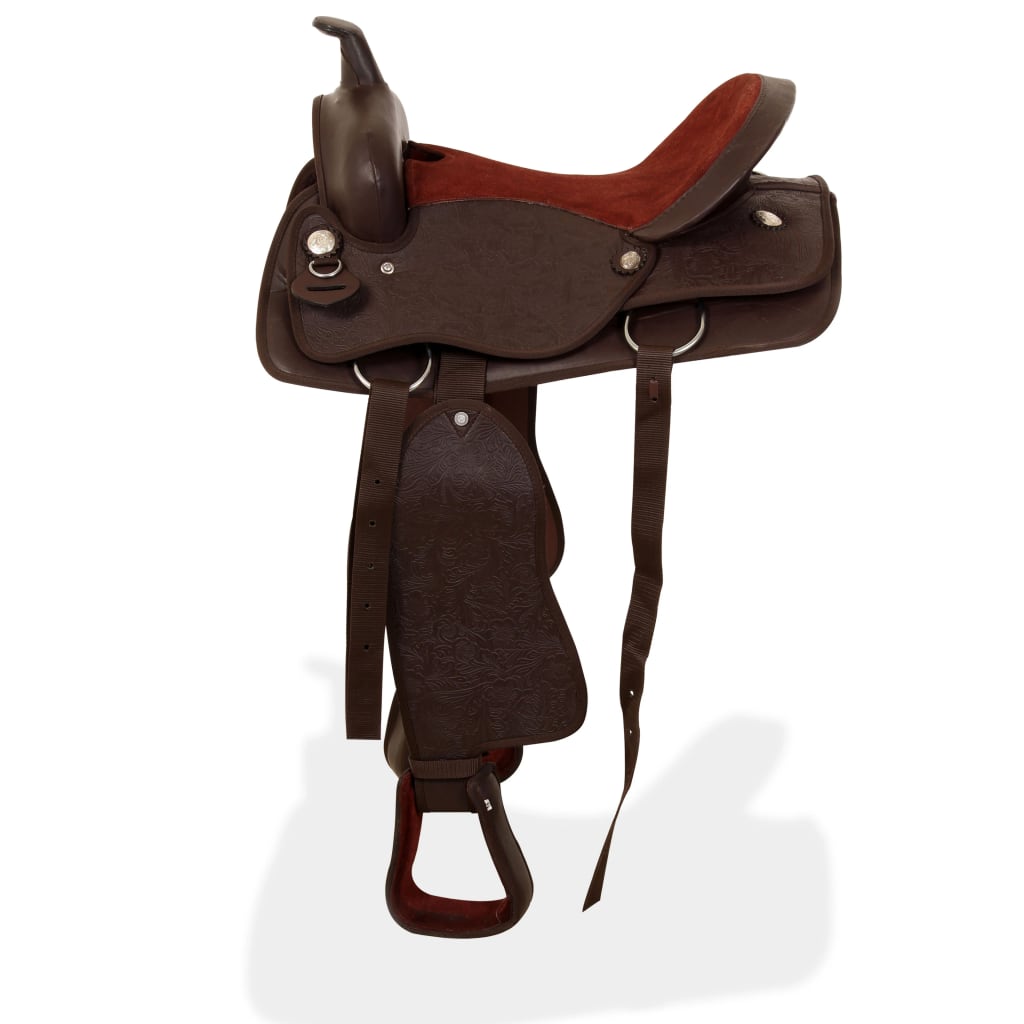 Western Saddle. Headstall&Breast Collar Real Leather 16"