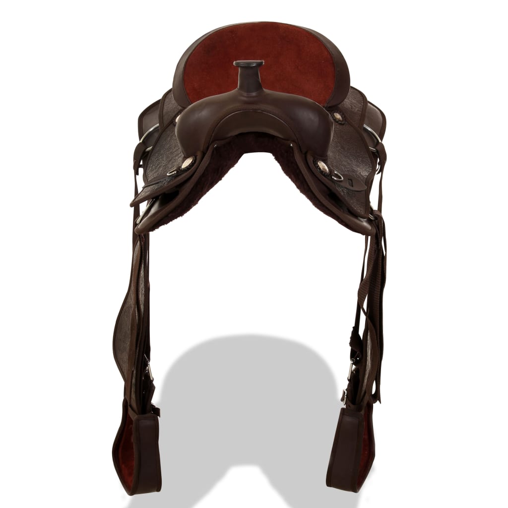 Western Saddle. Headstall&Breast Collar Real Leather 16"