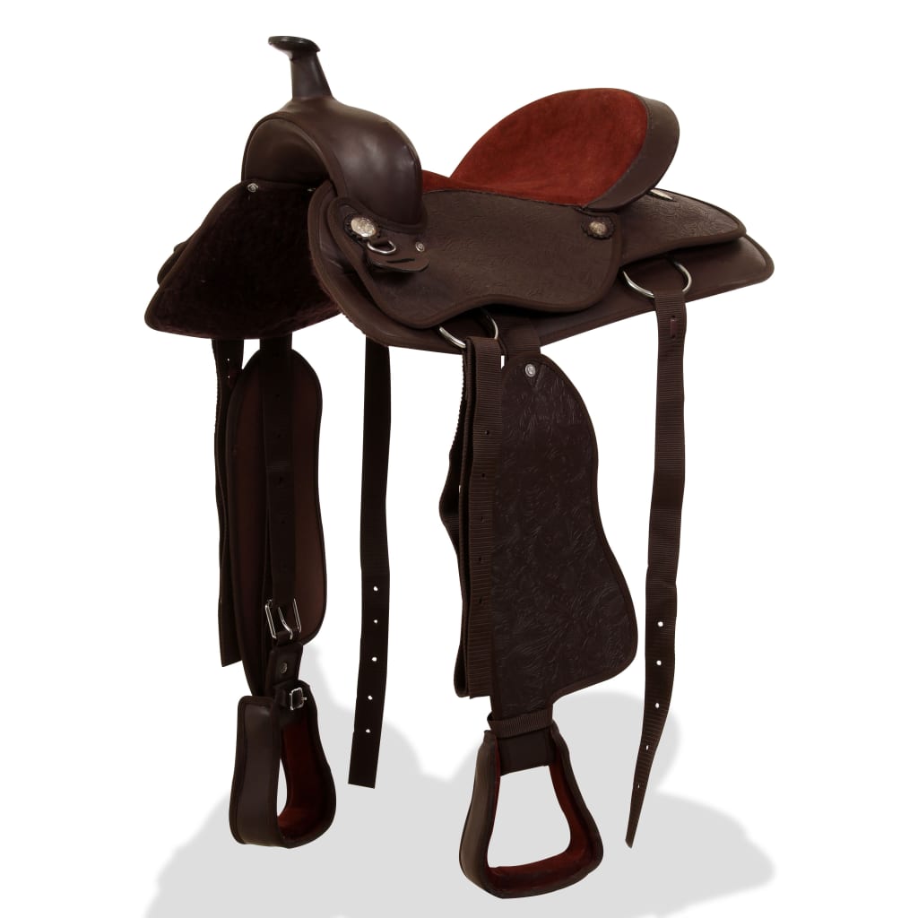 Western Saddle. Headstall&Breast Collar Real Leather 16"
