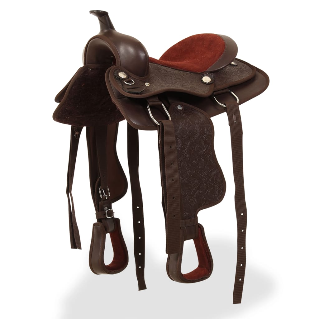 Western Saddle. Headstall&Breast Collar Real Leather 16"
