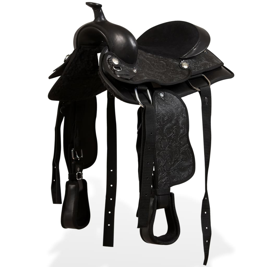 Western Saddle. Headstall&Breast Collar Real Leather 16"