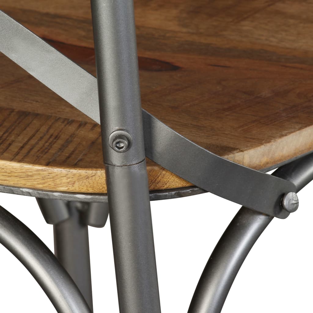 Dining Chairs 6 Pcs Solid Mango Wood And Steel Cross Back